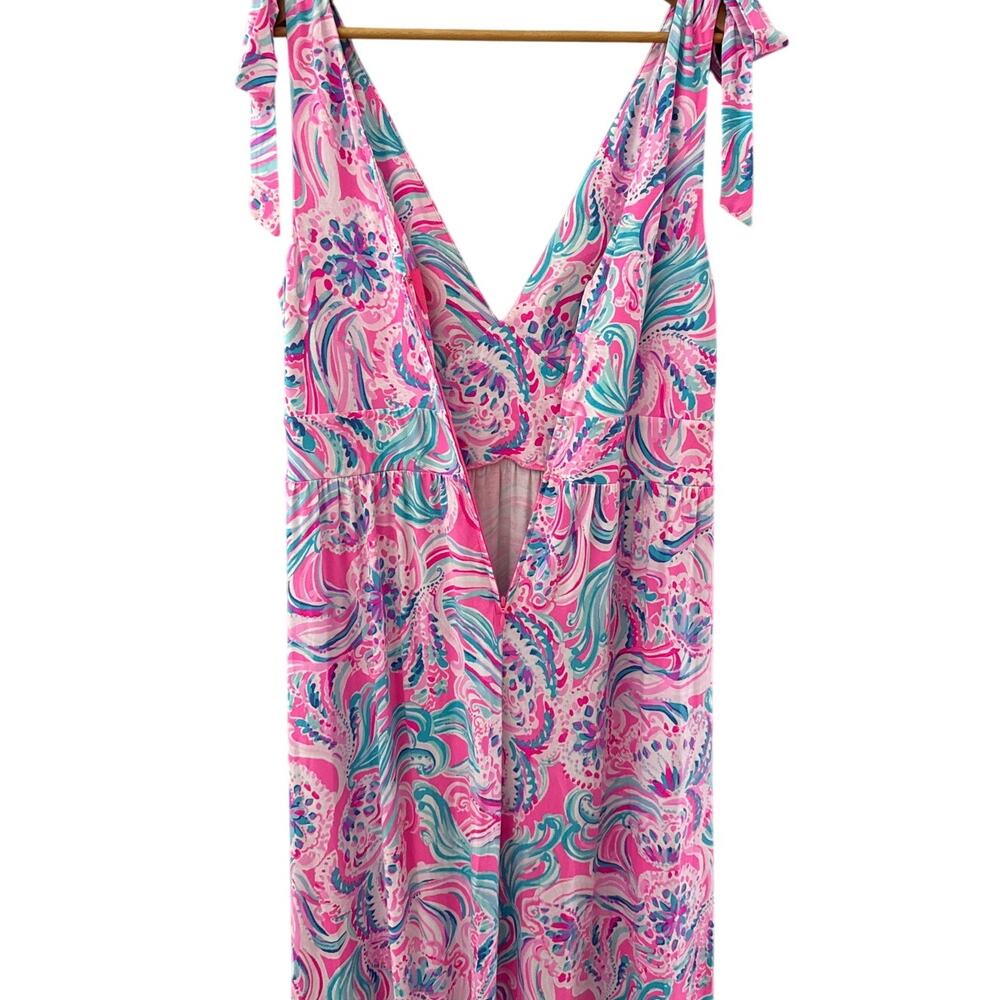 RARE Lilly Pulitzer Maxine Dress Midi Prosecco Pink Don't Be Jelly Dress Size 12 - Picture 10 of 11